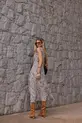 VESTIDO CREPE ESTAMPADO DETALHE SAIA AMARRAÇÃO