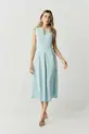 VESTIDO MIDI DECOTE V TRICOLINE PREGAS