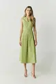 VESTIDO MIDI DECOTE V TRICOLINE PREGAS