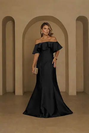 VESTIDO LONGO ZIBELINE OMBRO A OMBRO