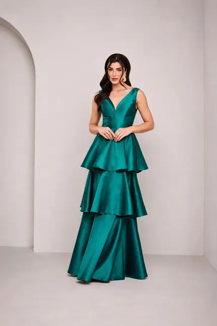VESTIDO LONGO ZIBELINE SAIA CAMADAS