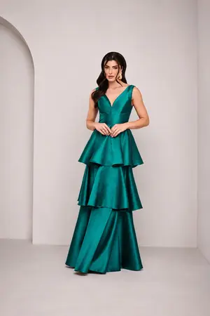 VESTIDO LONGO ZIBELINE SAIA CAMADAS