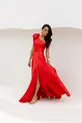 VESTIDO LONGO ZIBELINE COM FENDA UM OMBRO SÓ FLOR