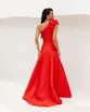 VESTIDO LONGO ZIBELINE COM FENDA UM OMBRO SÓ FLOR