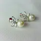 BRINCO SEMI ZIRCONIA FLOR E PEROLA