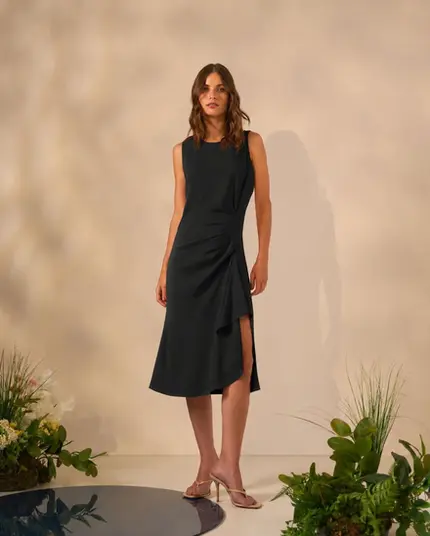 VESTIDO MIDI EM MALHA CROMO