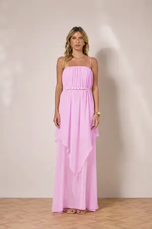VESTIDO LONGO EM CHIFFON SILK TOUCH