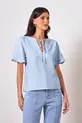 BLUSA MANGA BALONE EM CAMBRAIA LANAI