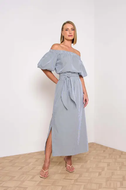 VESTIDO MIDI EM TRICOLINE TRIUNFO