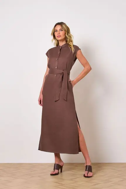 VESTIDO MIDI EM LINHO SANTORINI