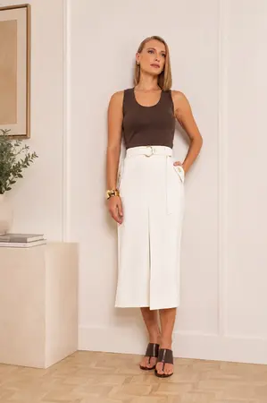SAIA MIDI COM CINTO TENCEL RAYON VIEN