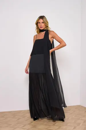 CONJUNTO VESTIDO COM ECHARPE CHIFFON