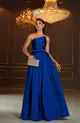 VESTIDO LONGO TAFETA UM TOMARA QUE CAIA ASSIMÉTRICO