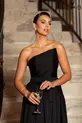 VESTIDO LONGO TAFETA UM TOMARA QUE CAIA ASSIMÉTRICO