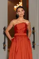 VESTIDO LONGO TAFETA UM TOMARA QUE CAIA ASSIMÉTRICO
