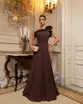 VESTIDO LONGO CREPE SAIA PLISSADA FLORES NO OMBRO
