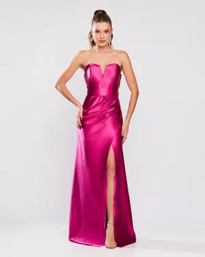 VESTIDO LONGO PRADA TOMARA QUE CAIA DECOTE V C/ FAIXA