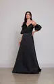 VESTIDO LONGO ZIBELINE TOMARA QUE CAIA MANGA REMOVIVEL