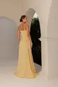VESTIDO LONGO ALÇA FINA BUSTO DRAPEADO SAIA CURTA