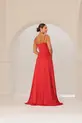 VESTIDO LONGO ALÇA FINA BUSTO DRAPEADO SAIA CURTA