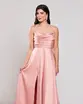 VESTIDO LONGO ALÇA FINA BUSTO DRAPEADO SAIA CURTA