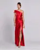 VESTIDO LONGO PRADA UM OMBRO SÓ DRAPEADO COM FLOR