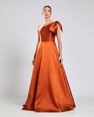 VESTIDO LONGO ZIBELINE UM OMBRO SÓ LAÇO REMOVIVEL