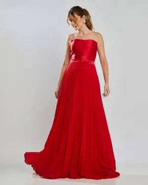VESTIDO LONGO ZIBELINE PLISSADO ALÇA FINA