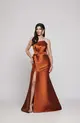 VESTIDO LONGO ZIBELINE TOMARA QUE CAIA ASSIMETRICO C/ FAIXA