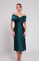 VESTIDO MIDI ZIBELINE OMBRO A OMBRO DRAPEADO C/ FENDA