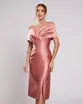 VESTIDO MIDI ZIBELINE OMBRO A OMBRO DRAPEADO C/ FENDA