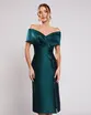 VESTIDO MIDI ZIBELINE OMBRO A OMBRO DRAPEADO C/ FENDA