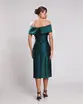 VESTIDO MIDI ZIBELINE OMBRO A OMBRO DRAPEADO C/ FENDA
