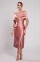 VESTIDO MIDI ZIBELINE OMBRO A OMBRO DRAPEADO C/ FENDA