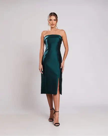 VESTIDO MIDI ZIBELINE TOMARA QUE CAIA C/ FENDA
