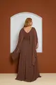 VESTIDO LONGO CREPE CAPA COM FLOR