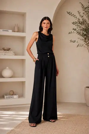 CALÇA PANTALONA EM CREPE VERSALHES