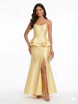 VESTIDO LONGO TOMARA QUE CAIA CORSET ZIBELINE C/ FENDA CAMADA