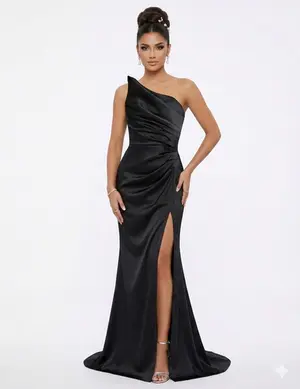 VESTIDO LONGO PRADA SEREIA BUSTO ASSIMETRICO C/ FENDA