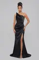 VESTIDO LONGO PRADA SEREIA BUSTO ASSIMETRICO C/ FENDA