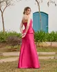 VESTIDO LONGO ZIBELINE TOMARA QUE CAIA BUSTO DRAPEADO BABADO SAIA C / FENDA