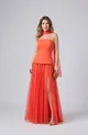 VESTIDO LONGO SAIA TULE TOMARA QUE CAIA C/ ECHARPE