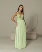 VESTIDO LONGO PAETE BUSTO COM SAIA DE TULE