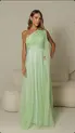 VESTIDO LONGO TULE COM GLITTER UM OMBRO SÓ COM CAPA