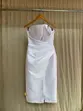 VESTIDO MIDI TMQ COM DRAPEADO TRANSPASSE NA CINTURA C/ FENDA