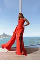 VESTIDO LONGO TMQ BUSTO ASSIMÉTRICO C/ FENDA