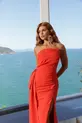 VESTIDO LONGO TMQ BUSTO ASSIMÉTRICO C/ FENDA