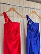 VESTIDO LONGO UM OMBRO SÓ DRAPEADO NA CINTURA C/ FIVELA