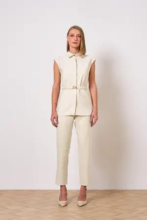 CONJUNTO CAMISA E CALÇA EM VISCOSE SENSORIALE C/ CINTO