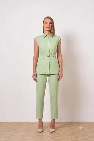 CONJUNTO CAMISA E CALÇA EM VISCOSE SENSORIALE C/ CINTO